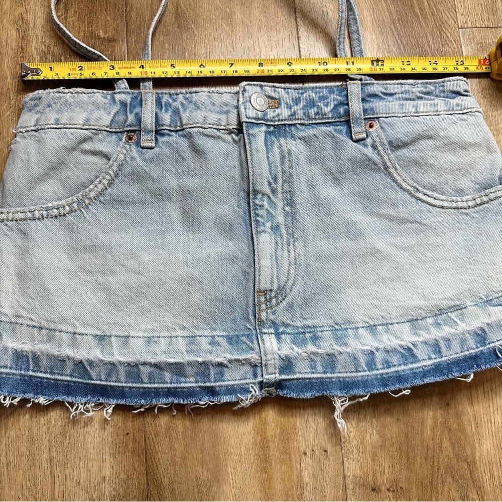 ZARA Denim Skirt Effect Crop Top Size XSmall - Picture 9 of 12